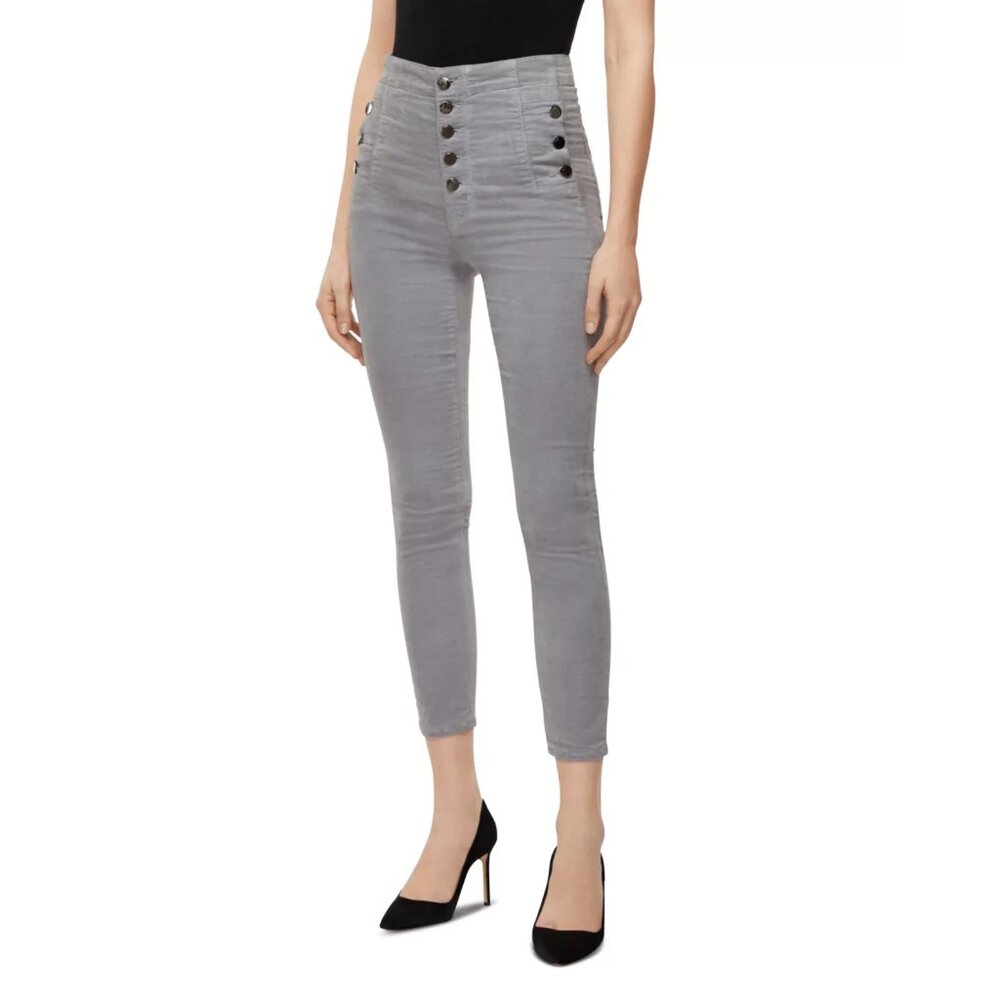 NWT J Brand Natasha Sky High Crop Skinny in Coated Silverspoon Velvet Pants 26